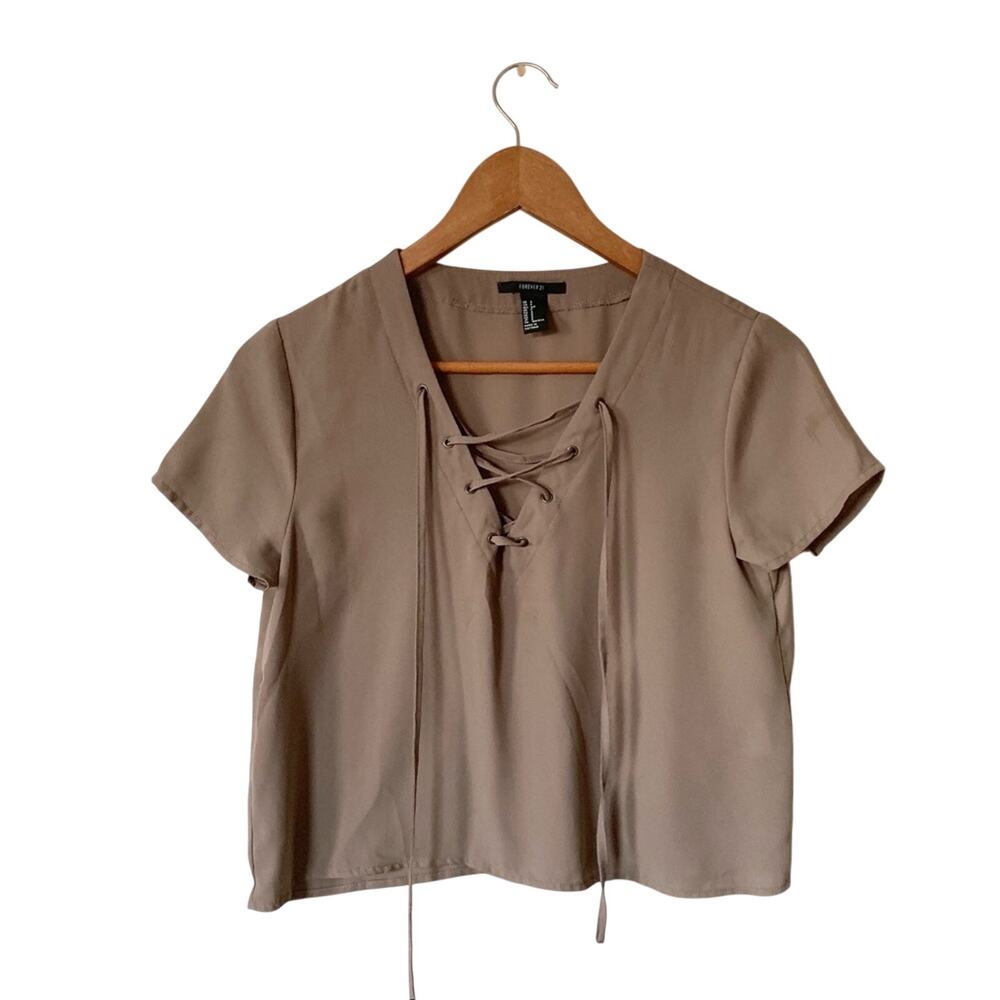Forever 21 Lace-Up Crop Blouse